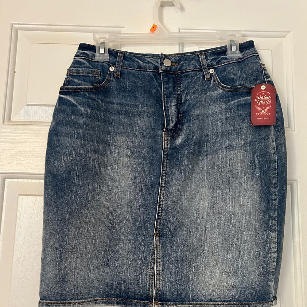 Faded Glory Blue Denim Skirt
